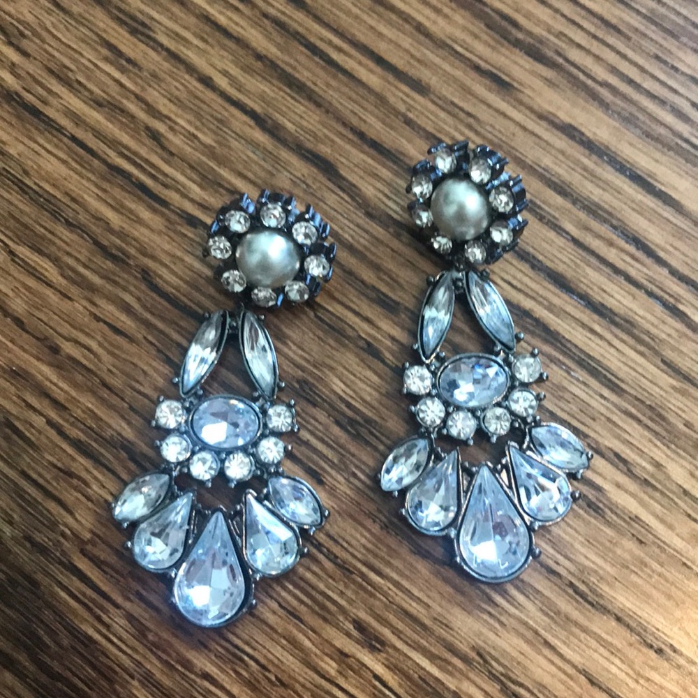 Bauble Bar crystal and pearl earrings- worn once